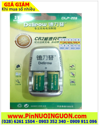 Delipow DLP-203 _Bộ sạc pin 3v Lithium Delipow DLP-203 kèm sẳn 2 pin sạc Delipow CR2 800mAh 3v